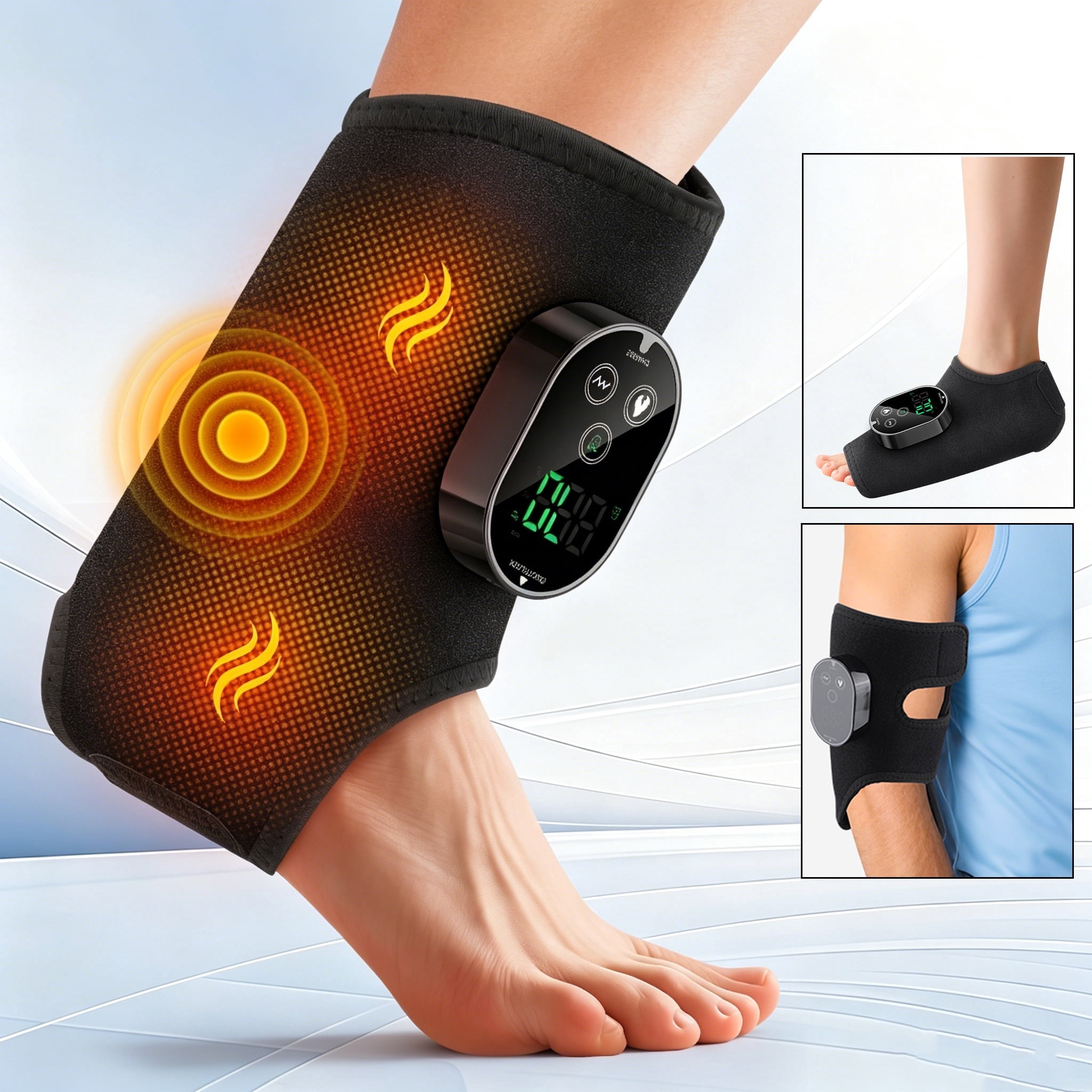 DREAMSOME Cordless Heated Foot  Ankle Massager, 6 Heat Levels & 3 Vibration Modes, Dual Motor Heating Pad Wrap, Left/Right