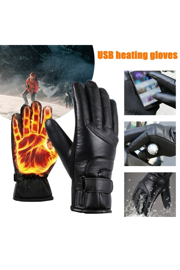 Electric Heated Gloves for Men Women, (Adjustable Temperature) Heated Gloves Rechargeable USB Hand Warmer Electric Heating Gloves, PAKASEPT Winter Cycling Thermal Touch Screen Bike Gloves Windproof