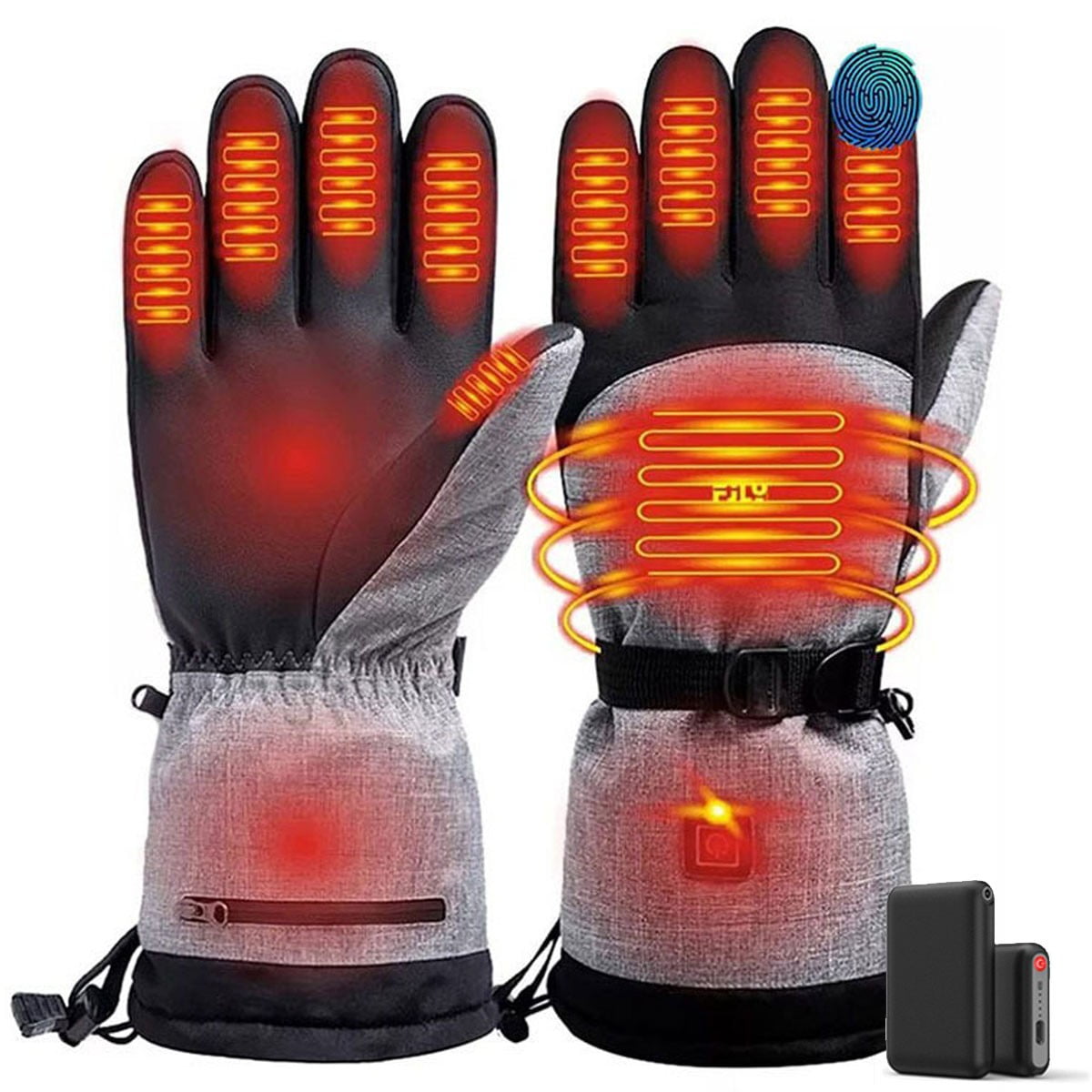 Electric Heated Gloves Rechargeable Battery Hand Warmer Windproof ...