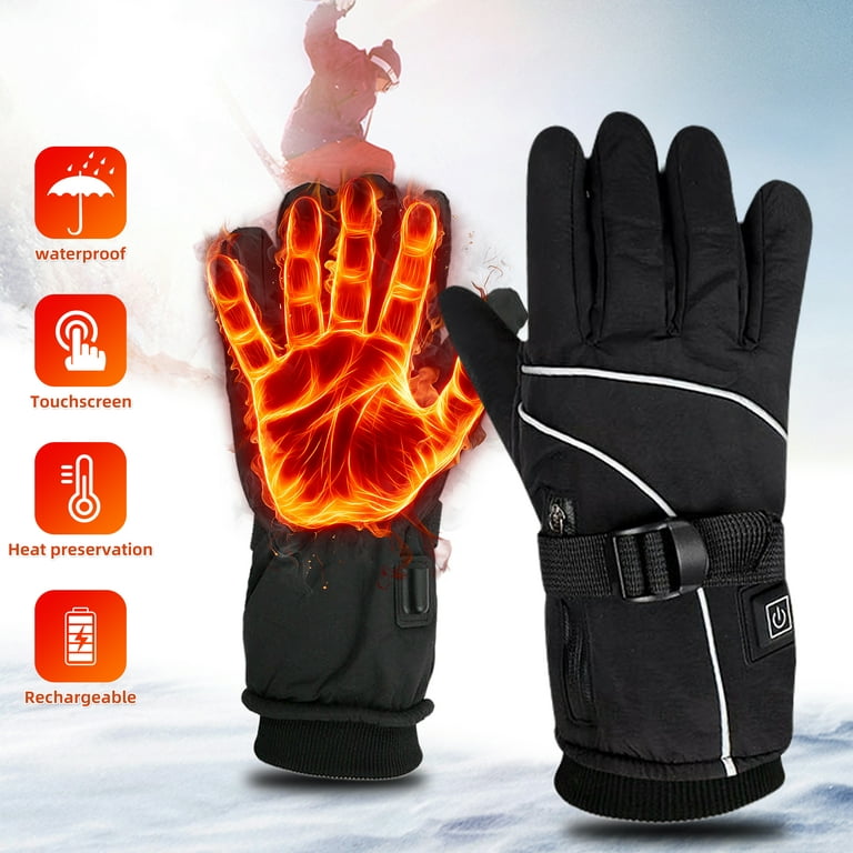 Electric Heated Gloves,WZCPCV Waterproof Heated Glove for Men,Touchscreen  Gloves,Winter Motorcycle Glove for Winter,Adjustable Temperature Ski Gloves,Ski  Gear/Snow Gloves,Black 