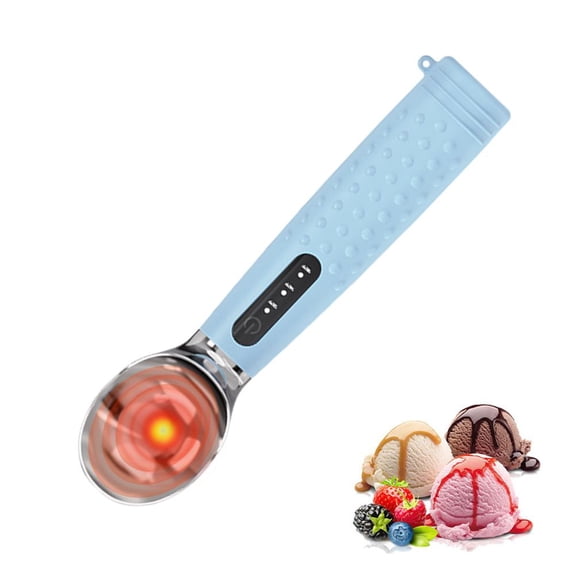 Electric Heated Ice Cream Scoop, 3-Temp Modes & 160F Fast Heating, Rechargeable with LED Monitor, IPX7 Waterproof Stainless Steel Metal Ice Cream Scoop with USB-C Charging