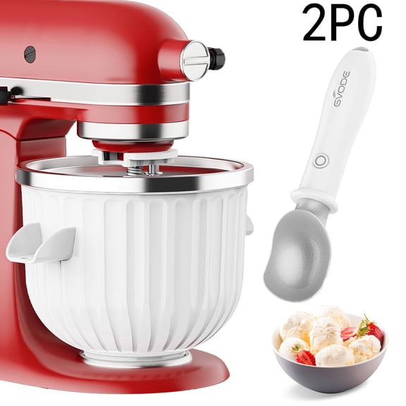 TOCOKEID 2-Qt Ice Cream Maker Attachment and Electric Heated Scoop Set for KitchenAid Stand Mixers