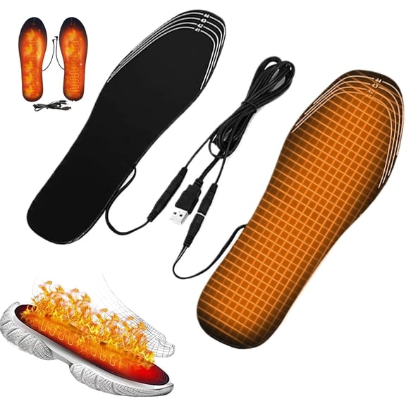 Electric Heated Insoles - Trim to Fit Foot Warmer Pads, Rechargeable Heating Insert, Soft Thermal Sole Cushion, Warm Shoe Pad | Quick with Adjustable Temperature for Skiers, Snowboarders, Hikers