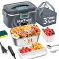 thumbnail image 1 of Electric Heated Lunch Box 100W -1.8L Fast Self Heating Lunch Boxes Portable Food Heater for Adults,12V/24V/110V with Leak-Proof Compartment Lid for Car Truck Office Home Green (3 Times Faster), 1 of 9