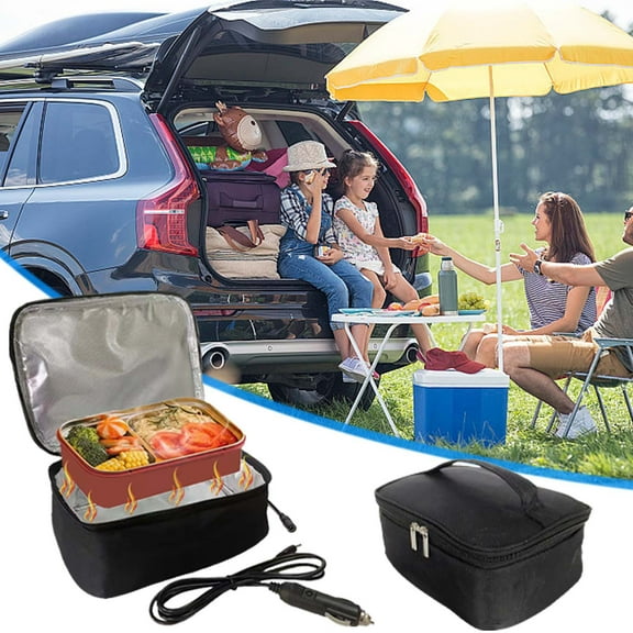 Electric Heated Lunch Box 12V 15W | Fast Food Warmer with Insulated Bento Bag | Smart Temperature Control | Portable Easy Clean Car Lunch Container | Food Grade Material | Outdoor Use | 1 Heating