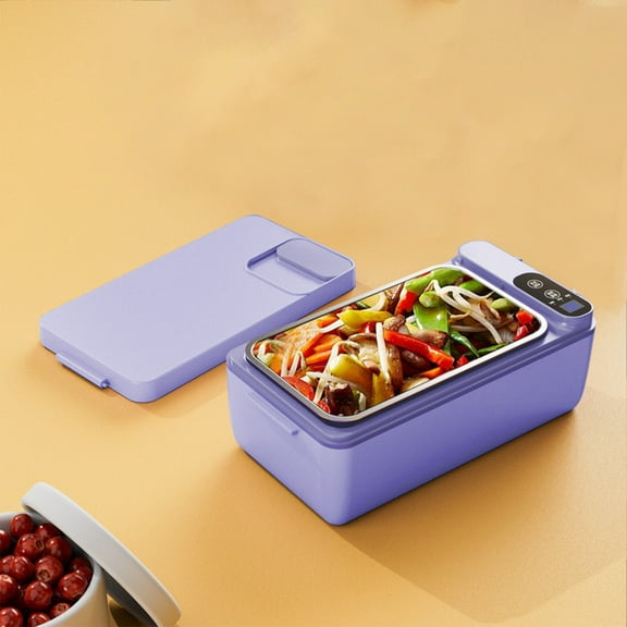 Electric Heated Lunch Box, 33oz, USB charging and Battery Powered, Adjustable Heating Time,Fast heating, leak-proof and scalding Used for Trucks, Camping, Offices Purple