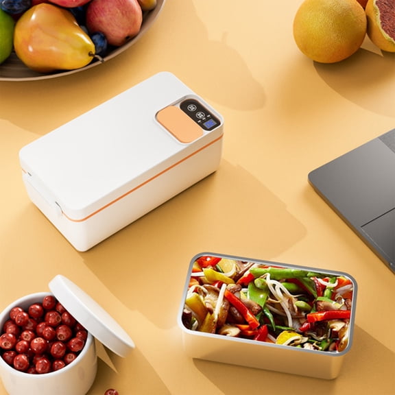 Electric Heated Lunch Box, 33oz, USB charging and Battery Powered, Adjustable Heating Time,Fast heating, leak-proof and scalding Used for Trucks, Camping, Offices White