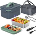 thumbnail image 1 of WisaKey Electric Heated Lunch Box 1.8L, 100W Portable Food Warmer - 12V/24V/110V/220V, Stainless Steel, Leakproof - Car, Truck, Work, Travel, Home, 1 of 10