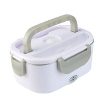 Electric Heated Lunch Boxes Adults 40W Electric Lunch Box Food Heated 12-24&110V 1L Heatable Lunch Box for Car Truck Office Leak-Proof Stainless Steel Container Gray
