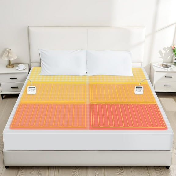 Electric Heated Mattress Pad King,6-Zone Fast Heating Bed Warmer with Individual Head/Body/Foot Control,Memory&Preheat Functions,Dual Controllers,10 Heat Settings,10-Hour Auto Shut Off,78"x80"