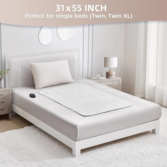 Electric Heated Mattress Pad Mini Twin Size, 31" x 55", Bed Warmer, 9 Heat Settings, 1-12 Hours Auto Off, Deep Pocket, Fast Heating, Machine Washable, Soft and Cozy