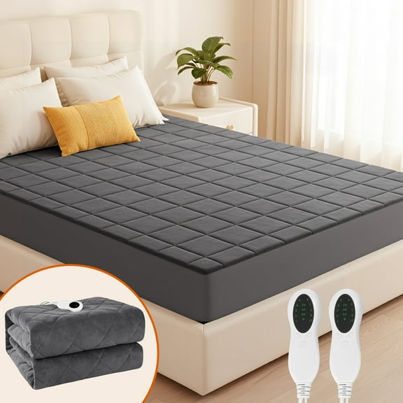 Daluvenix Electric Heated Mattress Pad Queen Size Coral Fleece Heating Mattress Pad Luxury Bed Warmer Fast Heating Machine Washable