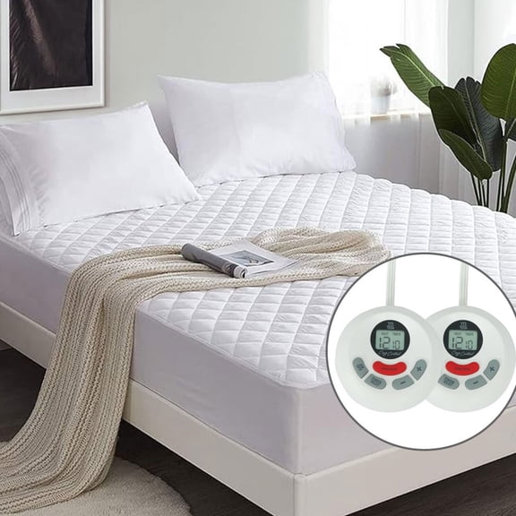 Electric Heated Mattress Pad | Quilted Bed Warmer with Memory & Preheat, 12 Heat Settings | Single/Dual Control, 12H Auto Off, Full Size