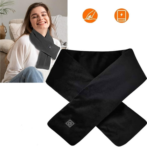 AYAMAYA Electric Heated Scarf, 3 Heating Levels Rechargeable Heated Neck Warmer Great Gift for Men and Women (Black)