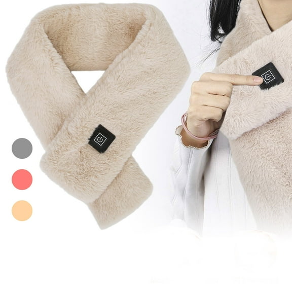 Electric Heated Scarf USB Heating Neck Wrap Unisex Winter Heated Neck Shawl Soft Warm Scarves with 3 Heating Modes for Adults Men Women, Camel
