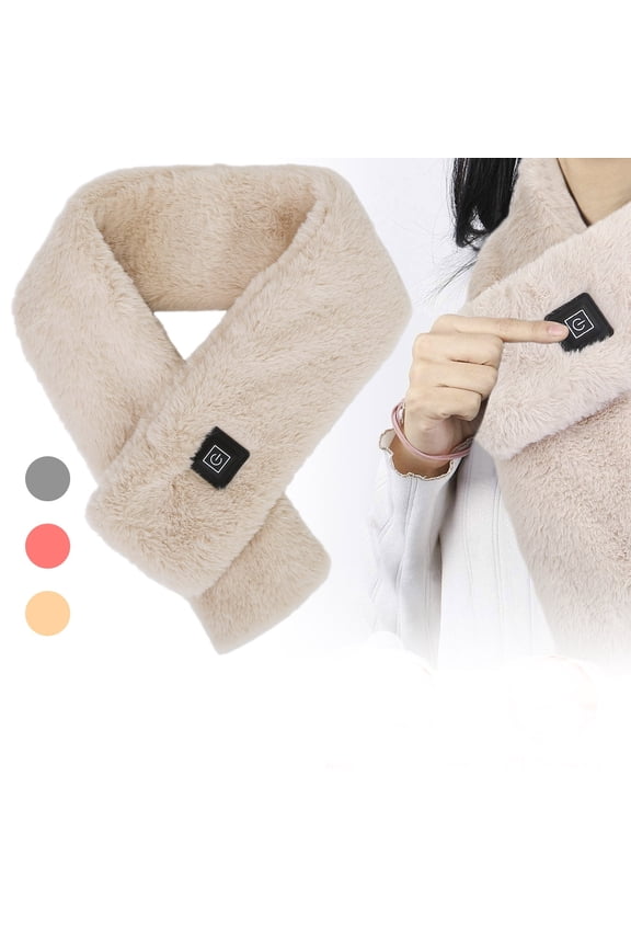 Electric Heated Scarf USB Heating Neck Wrap Unisex Winter Heated Neck Shawl Soft Warm Scarves with 3 Heating Modes for Adults Men Women, Camel