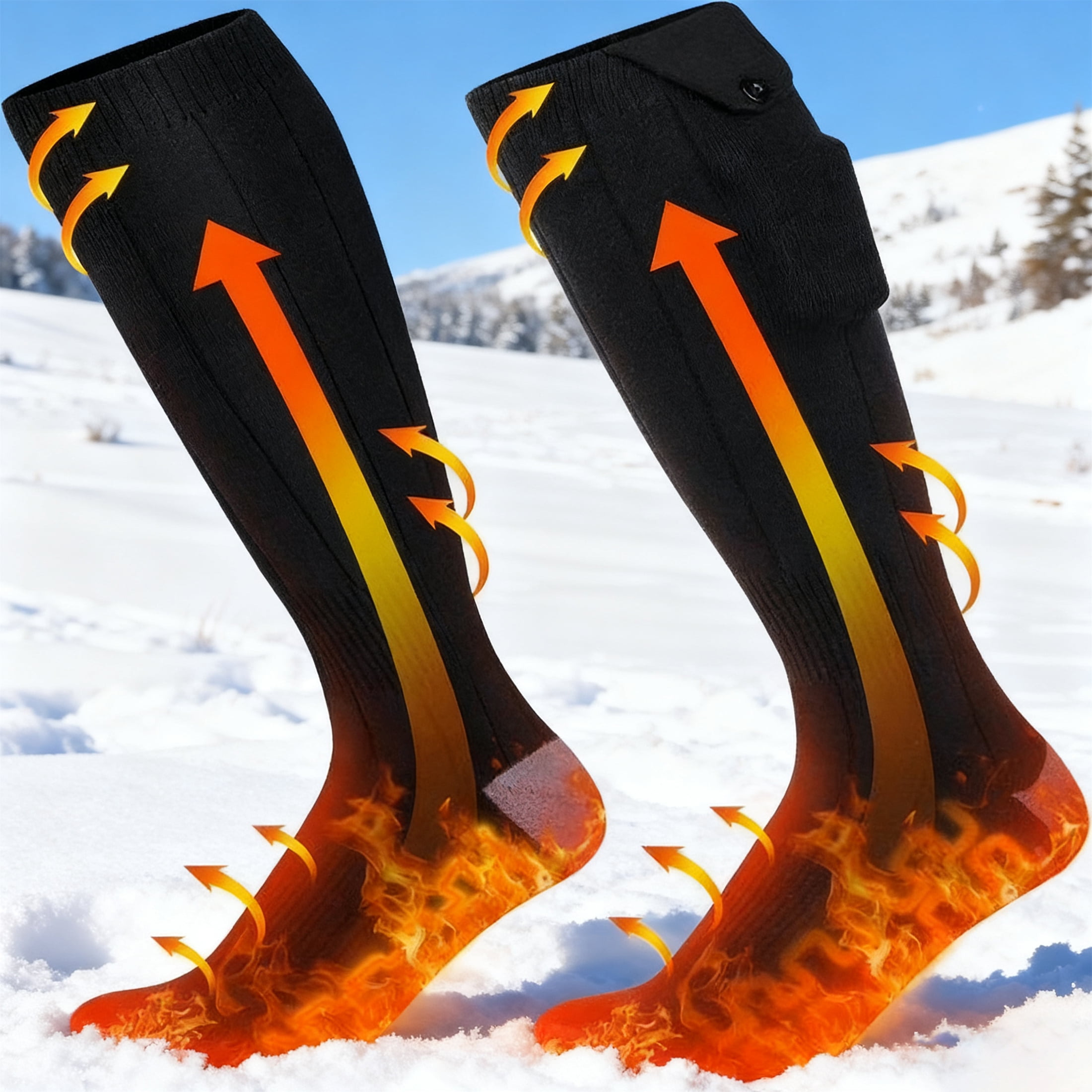 FERDIIZ Electric Heated Socks for Men Women, 2023 Upgraded 5000mAh Rechargeable Battery Heat Socks, Gifts for Christmas, Winter Washable Thermal Socks Foot Warmer for Outdoor Camping, Skiing