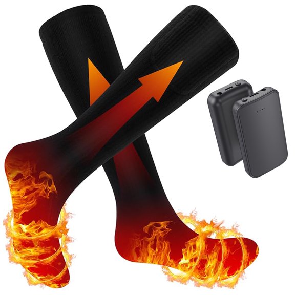 Electric Heated Socks Winter Thermal socks Heating Foot Warmer Warm Ski Socks with 4000 mAh Powerbank