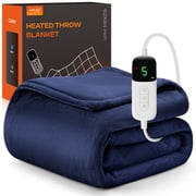 Electric Heated Throw Blanket 62"x84" – 5 Heat Levels, 2-10H Auto-Off Timer, Overheat Protection, ETL & FCC Certified, Flannel Sherpa Heated Blanket, Machine Washable, Energy-Saving Smart Heat