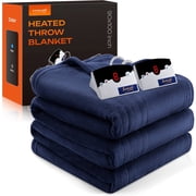 Electric Heated Throw Blanket 90"x100"   5 Heat Levels, 2-10H Auto-Off Timer, Overheat Protection, ETL & FCC Certified, Flannel Sherpa Heated Blanket, Machine Washable, Energy-Saving Smart Heat