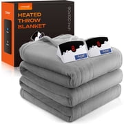 Electric Heated Throw Blanket 90"x100" – 5 Heat Levels, 2-10H Auto-Off Timer, Overheat Protection, ETL & FCC Certified, Flannel Sherpa Heated Blanket, Machine W