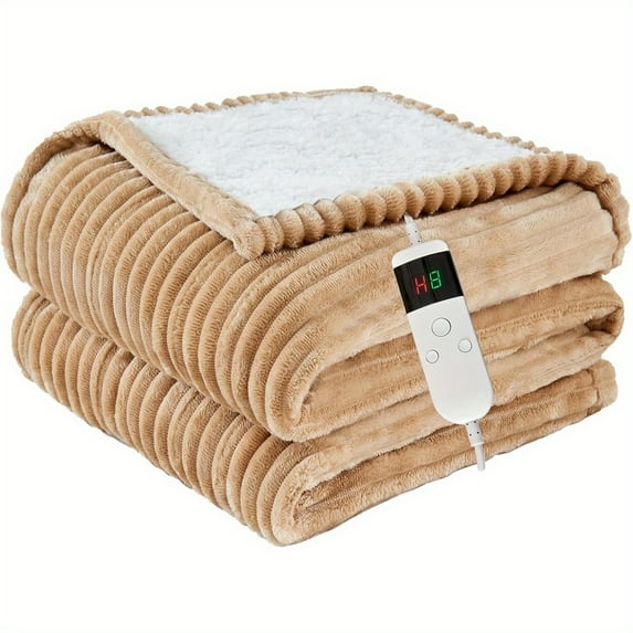 Electric Heated Throw Blanket - Soft Flannel Heating Bedspread with 10 Heat 8-Hour Auto Shut-Off, Overheat Protection Machine Washable All-Season Electric Blanket Plug-in Heating Pad (US Plug, 120V)