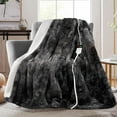 thumbnail image 1 of Electric Heated Throw Faux Rabbit Fur Blanket with 8 Heating Levels & 8 Hours Auto Off, Fast Heating Warm Cozy Washable Blanket with Over-Heat Protection, Grey, 1 of 5