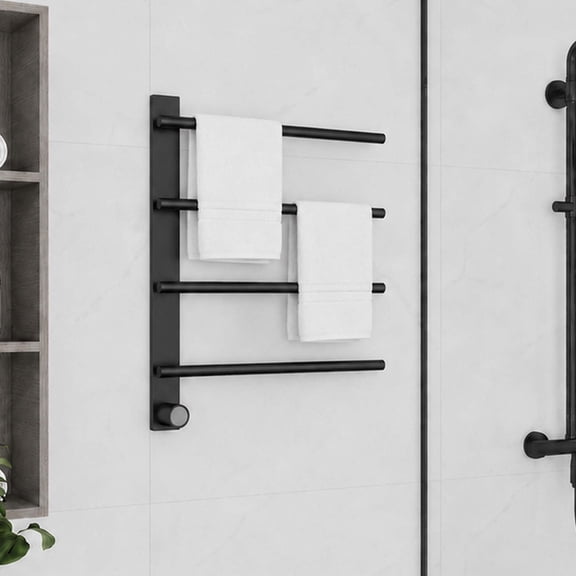 Electric Heated Towel Rack, 3-Bar Stainless Steel Towel Warmer for Bathroom, Adjustable Heat, LED Display and Timer, Black