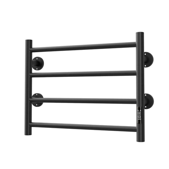 Electric Heated Towel Warmer 4 Bars Stainless Steel Wall Mounted Towel Drying Rack Black Heated Towel Rack for Bathroom Home