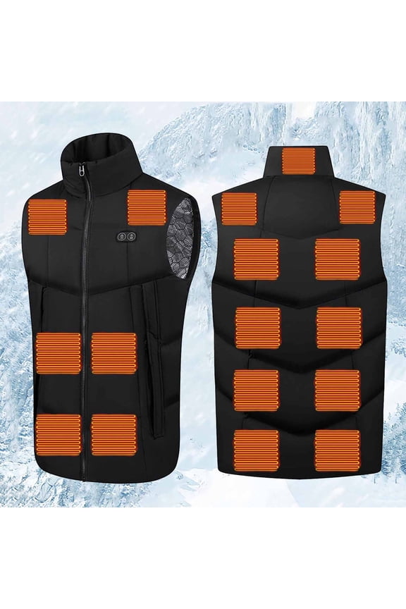 Electric Heated Vest, Unisex Washable USB Rechargeable Heating Waistcoat Winter Body Warmer Jacket Heated Gilet Coat for Outdoor Activities Men/Women (Power Bank Not Included) Black L