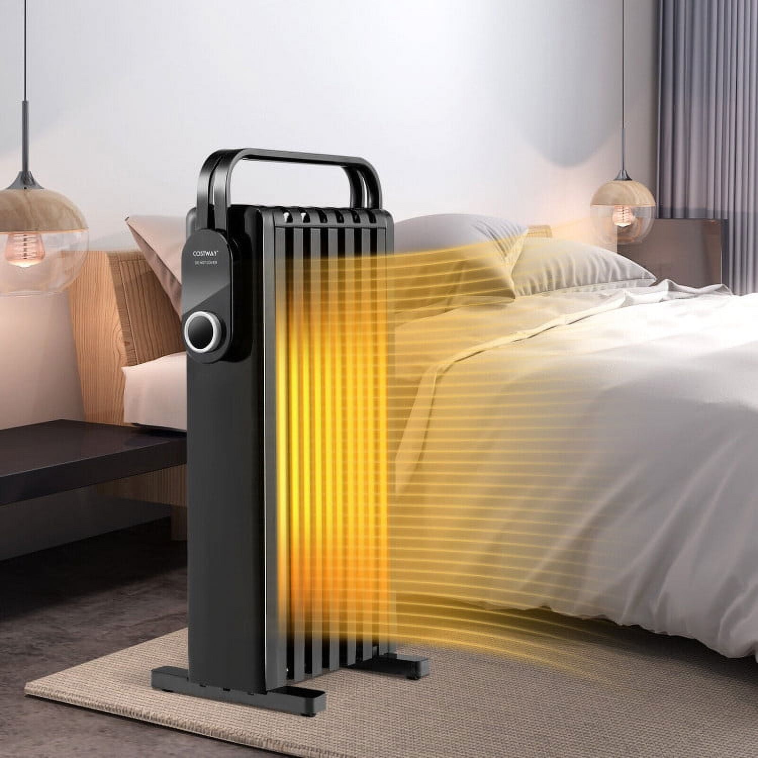 Topcobe Black 1500W Electric Space Heater with Foldable Rack