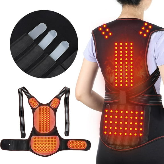Electric Heating Back and Waist Support, Magnetic Therapy Pad Massager for Back, Electric Heating Magnetic Therapy Back Brace Support Belt for Men Women Joint and Skin Care Heated Shoulder Wrap