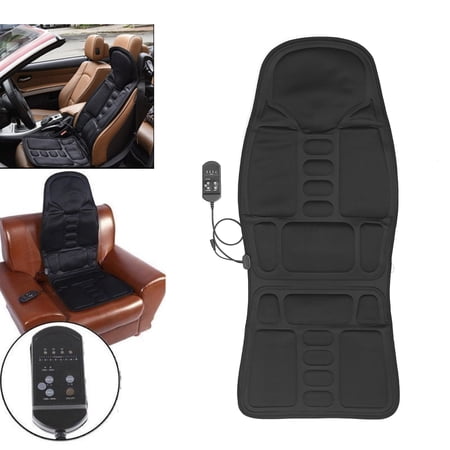 Electric Heating Car Massage Cushion Home Back Waist Hips Massager Heat Chair Mat for Office Black(8 Mode 3 Intensity)