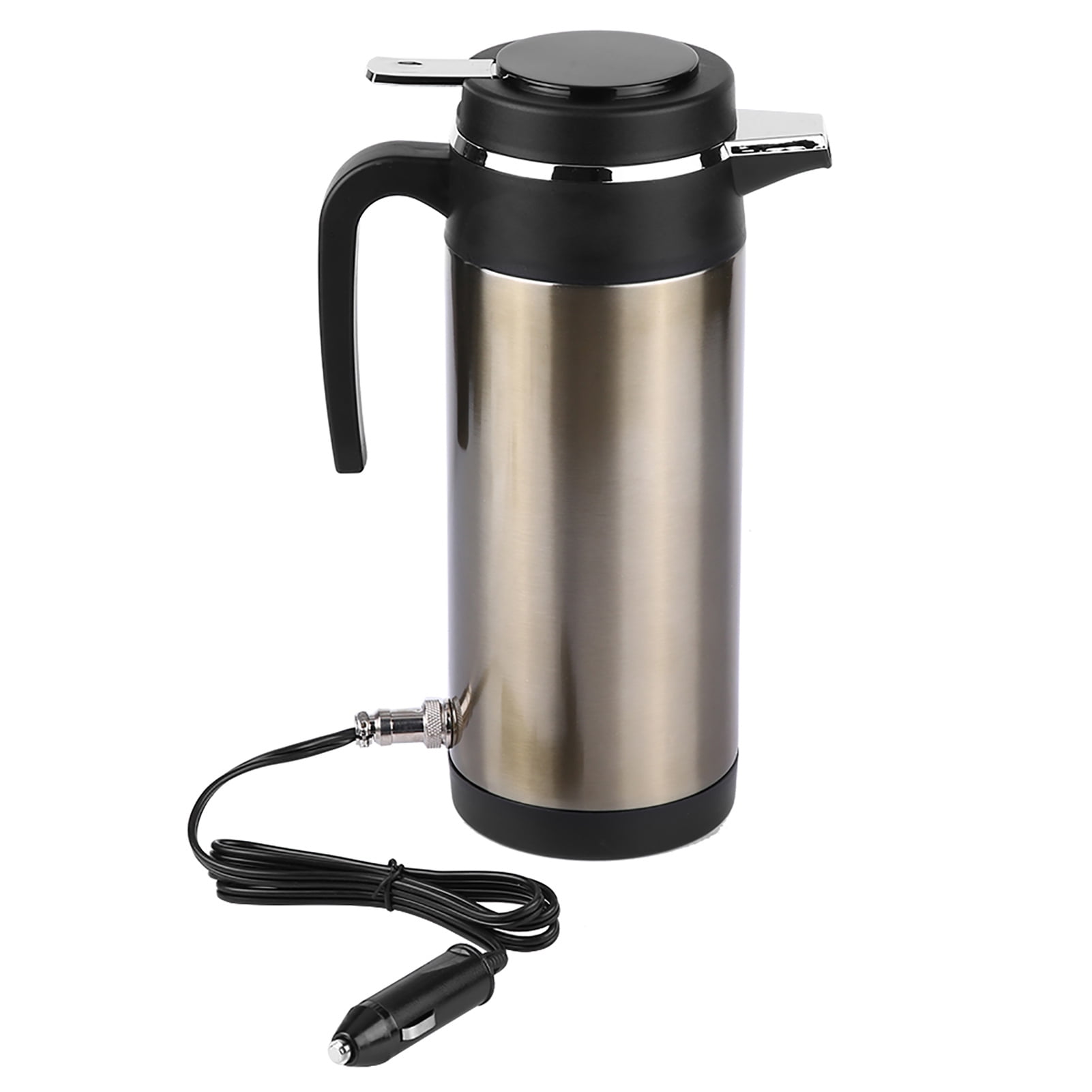 Electric Heating Kettle 1000ML 12V/24V Stainless Steel Electric Kettle Travel Thermoses Heating Water Bottle for Car with Indicator Light, Large Capacity