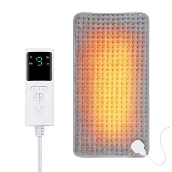 Electric Heating Pad 30x60cm, 9 Heat Settings 4 Timer Settings, Heated Mat for Back and Muscle Pain Relief, Machine Washable, US Plug, Gray