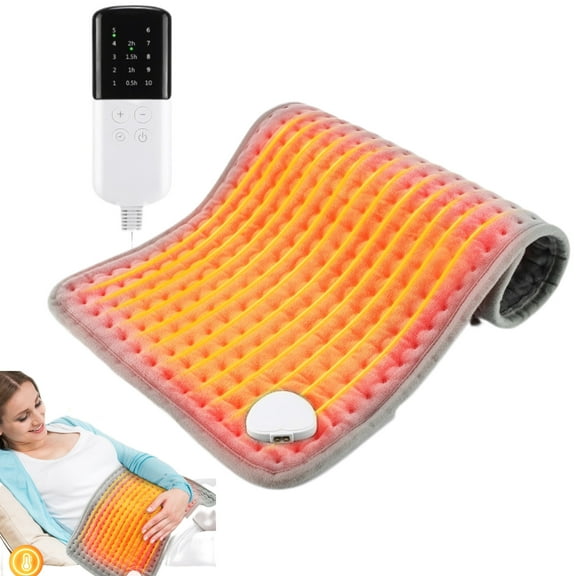 Electric Heating Pad for Back Relief,Heating Pads for Neck, Shoulder,Knee,Leg,Portable Heated Pad with 10 Heat Settings & 4 Timer,Auto Off,12"×24",Light Grey,Birthday Gifts for Women Men