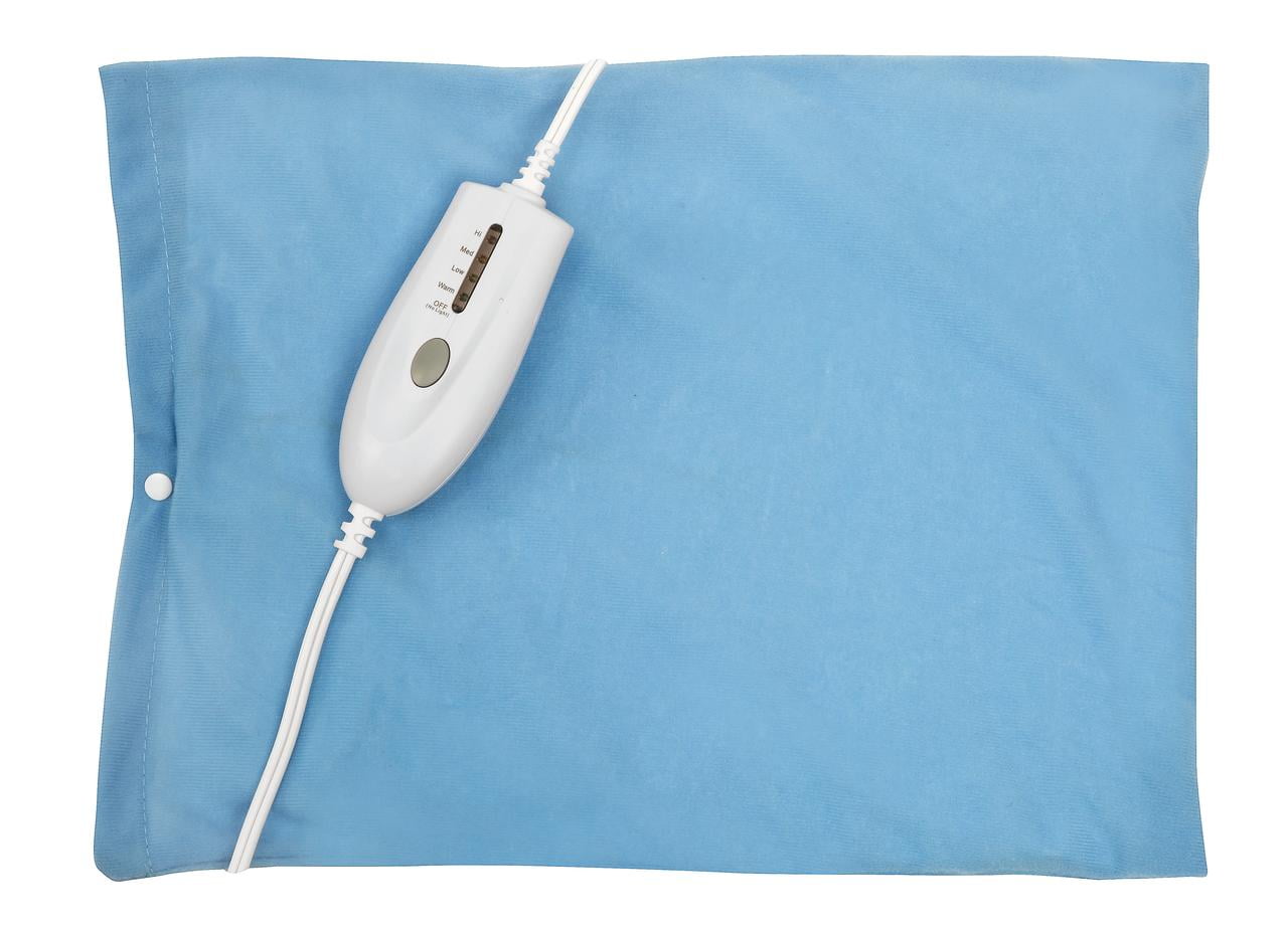 Electric Heating Pad Dry Heat Only 4 Heat Settings 12" x 15",Blue