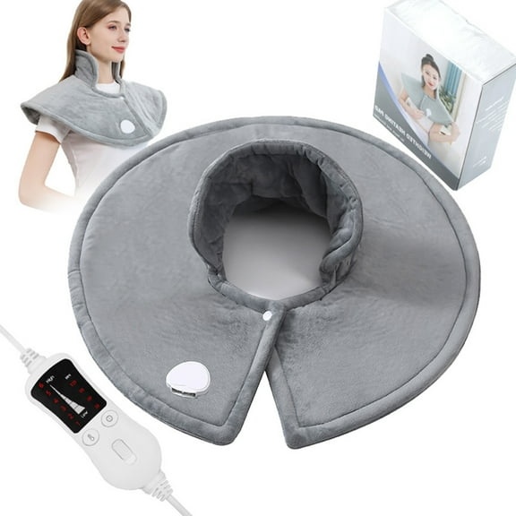 Electric Heating Pad for Neck and Shoulders 17.7x19.7 inches Large Heat Pad with 6 Heat Settings, Auto Shut-Off, and Machine Washable  Pain Relief for Neck, Back, and Shoulders, Grey
