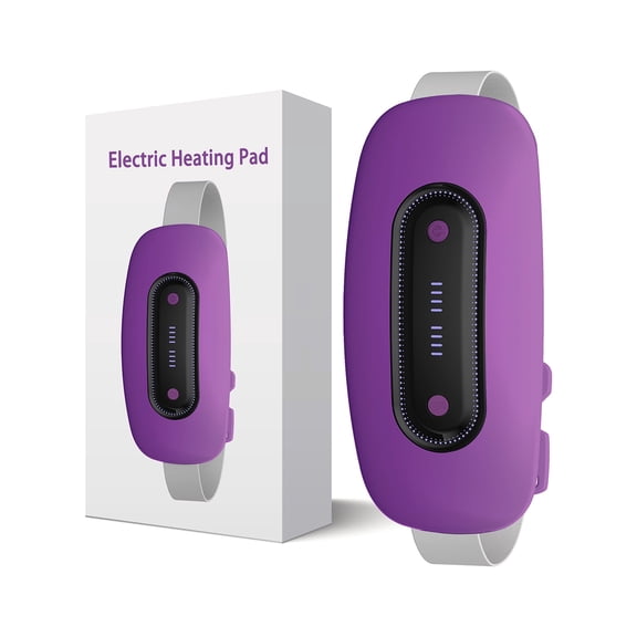 Electric Heating Pad,Portable Cordless Menstrual Pad with 4 Heat Levels and Massage Modes, Fast Large Belly Wrap Belt (Purple)