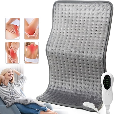 Electric Heating Pad for Back Pain, with Auto Shut Off and 10 Temperature Level 3 Timer Settings for Back/Wais, 2Pcs