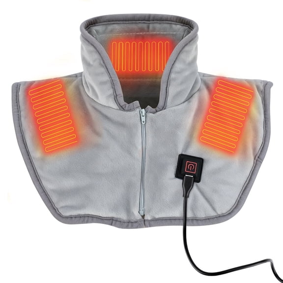 Electric Heating Pad for Shoulder and Neck Relax, 3 Heat Settings 45°C-65°C, 5V2A Washable Warm Cape for Office Home Travel, Gray