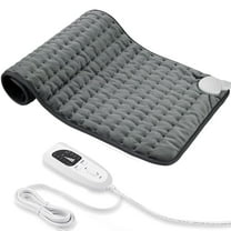 Electric Heating Pad with Controller, 6 Heat Settings with Auto Shut off, 12" x 24" Dark Gray