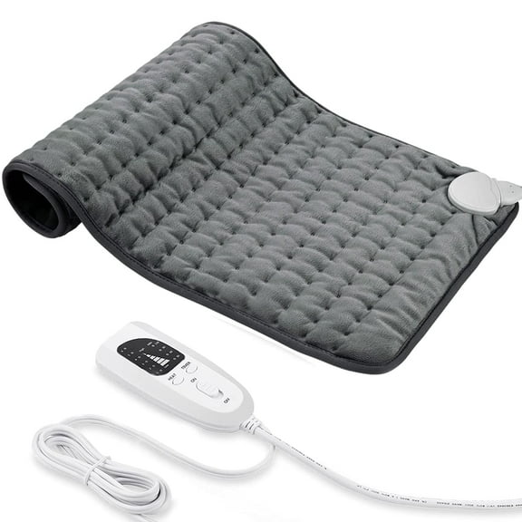 Electric Heating Pad with Controller, 6 Heat Settings with Auto Shut off, 12" x 24" Dark Gray