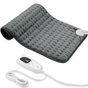 Electric Heating Pad with Controller, 6 Heat Settings with Auto Shut off, 12" x 24" Dark Gray