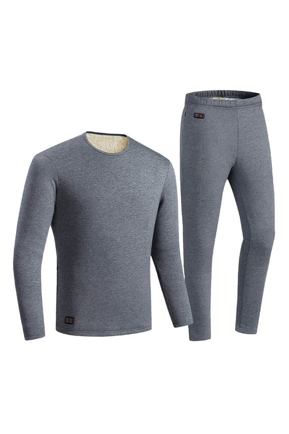 Electric Heating Thermal Underwear Set USB Heated for Men Winter Warm Fleece Liner Long Sleeve Top And Pants Set