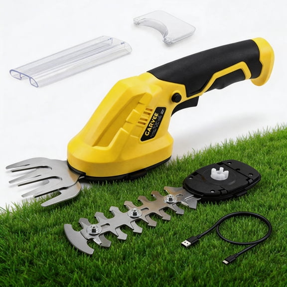 Electric Hedge Trimmer Cordless, Lightweight & Dual Safety Switch, 2-in-1 Garden Shrub Trimmer for Lawn Hedge Yard&Patio, Black-Yellow