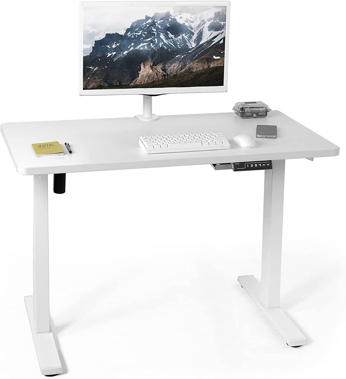 White Adjustable Height Electric Standing Desk with Memory Presets