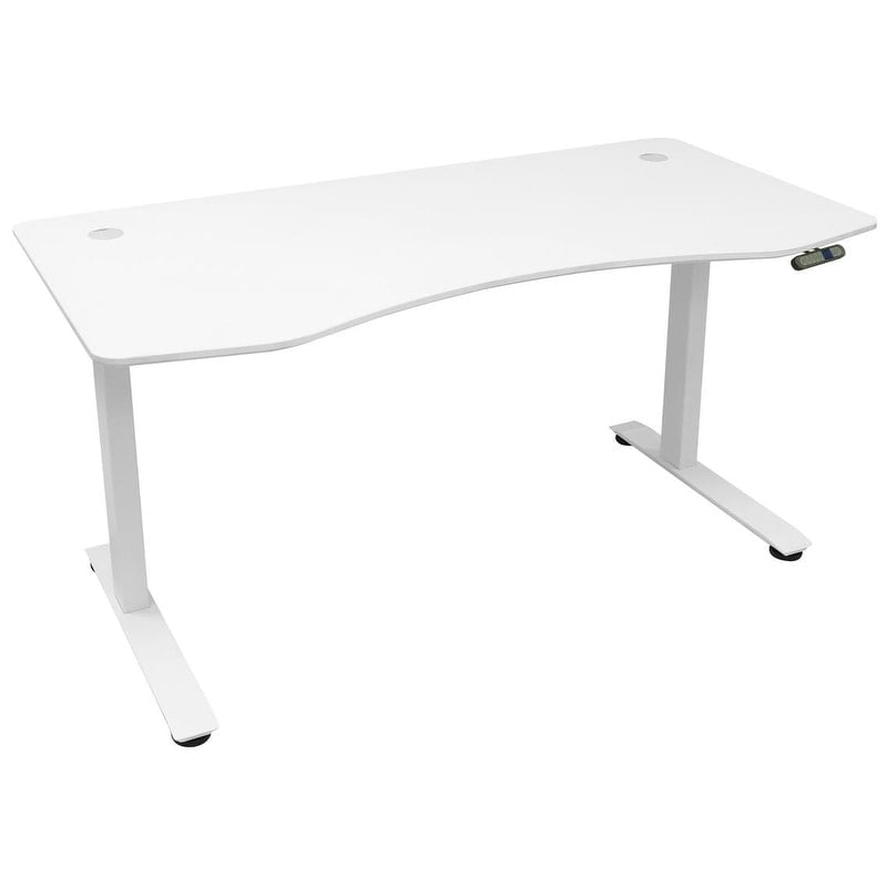 White Adjustable Height Standing Desk with USB Port and Filing Cabinet