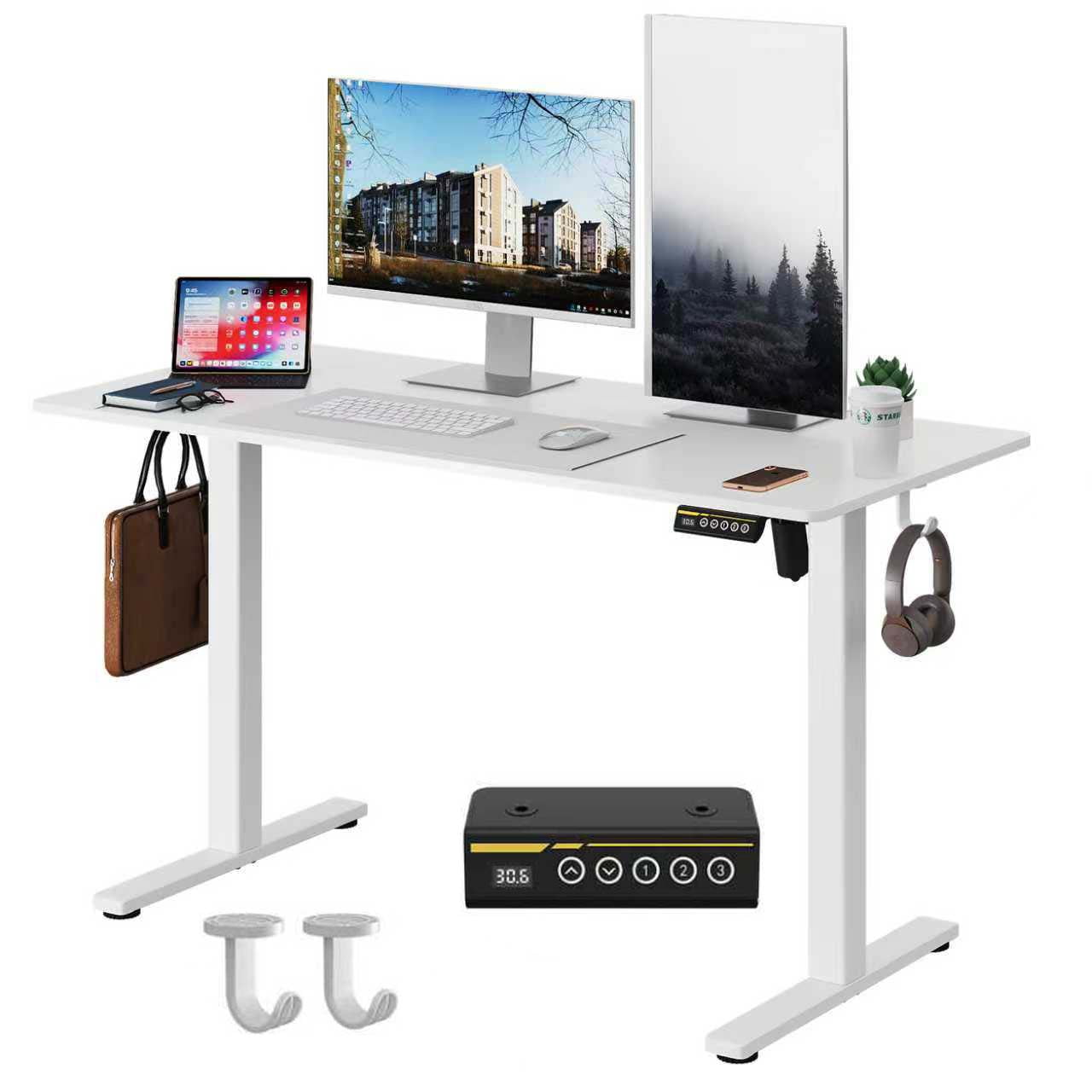 Electric Height Adjustable Standing Desk 48"×24", 3 Preset Memory Heights Ergonomic Sit-Stand Computer Desk Holds 154LBS for Home Office Study Gaming