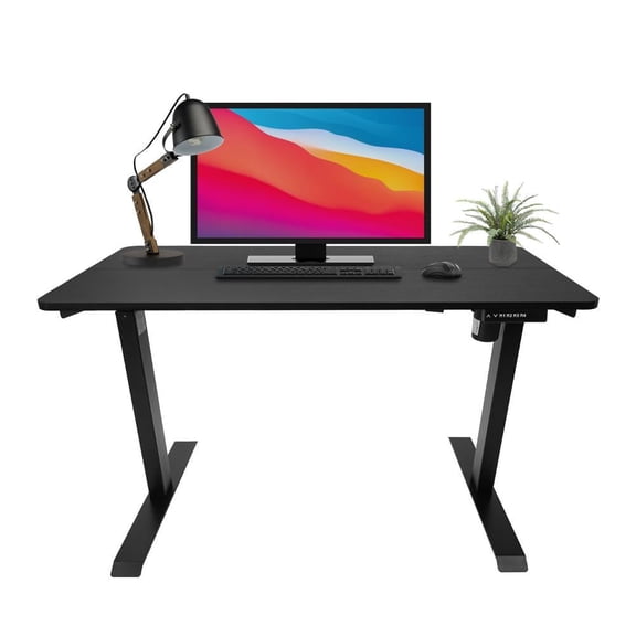Electric Height Adjustable Workstation Desk. Sit & Stand Work Styles. 48x24 In. Black.